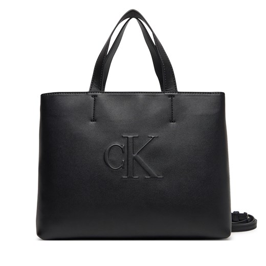 Torebka Calvin Klein Jeans Sculpted Mini Ew Tote LV04K3111G Czarny ze sklepu eobuwie.pl w kategorii Torby Shopper bag - zdjęcie 179007985