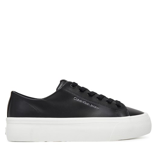 Sneakersy Calvin Klein Jeans Vulc Flatform Low Mg Lth YW0YW01771 Czarny ze sklepu eobuwie.pl w kategorii Buty sportowe damskie - zdjęcie 179008019