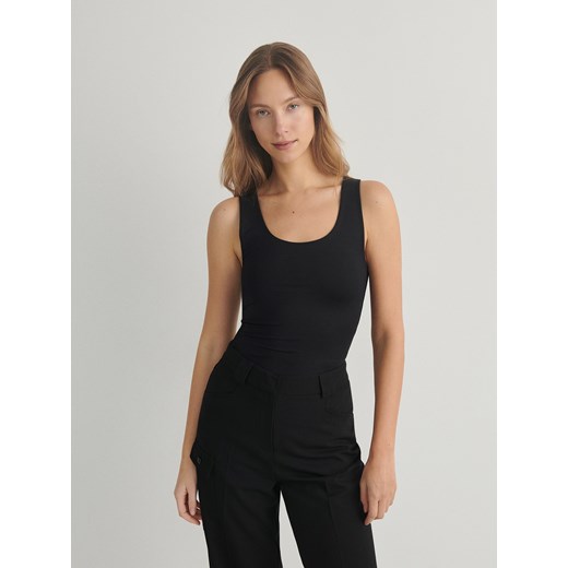 Reserved - Gładki top - czarny ze sklepu Reserved w kategorii Bluzki damskie - zdjęcie 179008957
