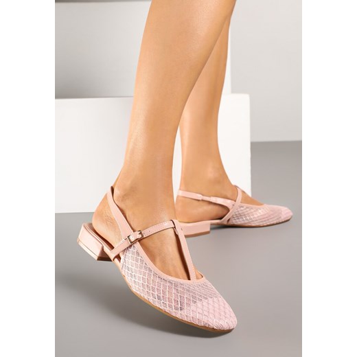 Różowe Sandały Vices Lakierowane Slingback z Siateczkową Cholewką Mairelite ze sklepu renee.pl w kategorii Sandały damskie - zdjęcie 179010969