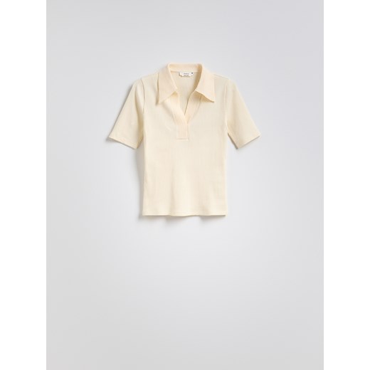 Reserved - T-shirt polo - kremowy Reserved XS Reserved