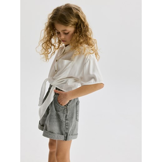 Reserved - Wiskozowa koszula z wiązaniem - złamana biel Reserved 116 (5-6 lat) Reserved