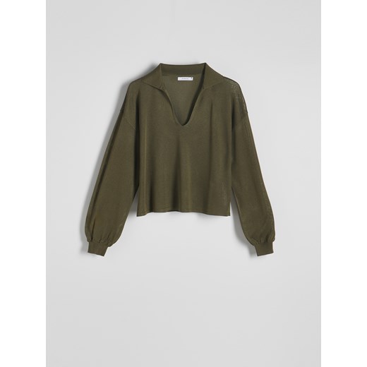 Reserved - Sweter z kołnierzykiem - ciemnozielony Reserved M Reserved