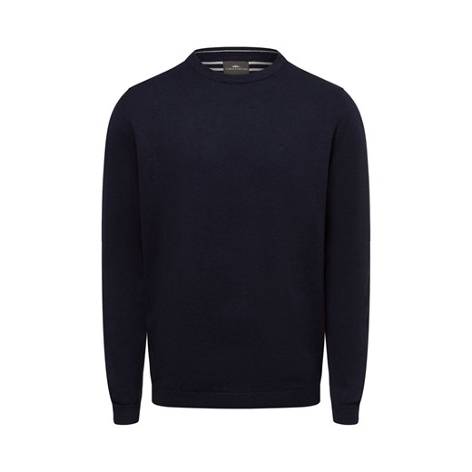Fynch-Hatton Męski sweter Mężczyźni Bawełna granatowy jednolity ze sklepu vangraaf w kategorii Swetry męskie - zdjęcie 179019996