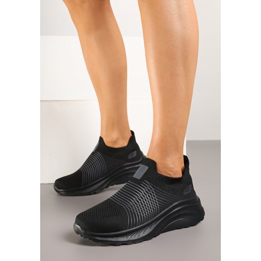 Czarne Buty Sportowe Sneakersy na Tłoczonej Platformie z Elastyczną Cholewką Velmio ze sklepu renee.pl w kategorii Buty sportowe damskie - zdjęcie 179020548