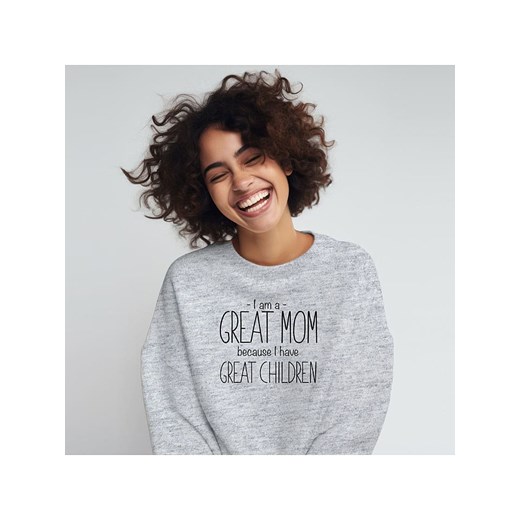 WOOOP Bluza &quot;I am a great Mom because I have great children&quot; w kolorze szarym ze sklepu Limango Polska w kategorii Bluzy damskie - zdjęcie 179026217