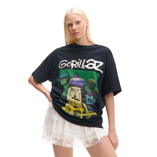 Cropp - Czarna koszulka Gorillaz - czarny ze sklepu Cropp w kategorii Bluzki damskie - zdjęcie 179026919