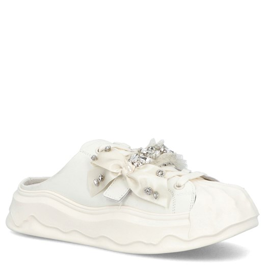 Klapki w stylu sneakersów - SCAVIOLA S-326 BIAŁE ze sklepu Tymoteo.pl - sklep obuwniczy w kategorii Klapki damskie - zdjęcie 179027599