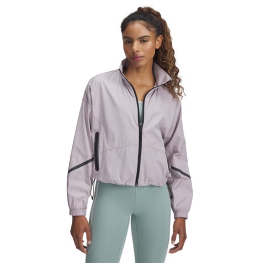 Damska kurtka wiatrówka Under Armour Unstoppable Woven Sheen Jkt - beżowa ze sklepu Sportstylestory.com w kategorii Kurtki damskie - zdjęcie 179028108