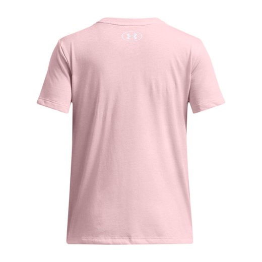 Dziewczęcy t-shirt z nadrukiem Under Armour UA Big Logo SS - różowy ze sklepu Sportstylestory.com w kategorii Bluzki dziewczęce - zdjęcie 179028228