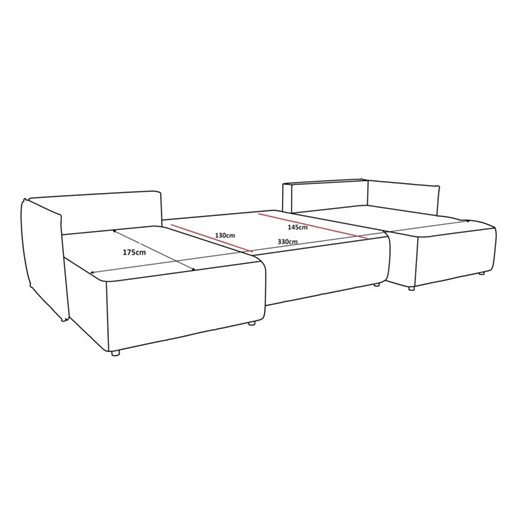 Grafitowy rozkładany narożnik z pojemnikiem w kształcie U - Lavroz Elior One Size Edinos.pl