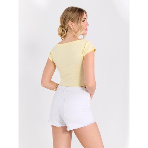 Sinsay - Szorty jeansowe z haftowanym kwiatkami - biały Sinsay 34 Sinsay