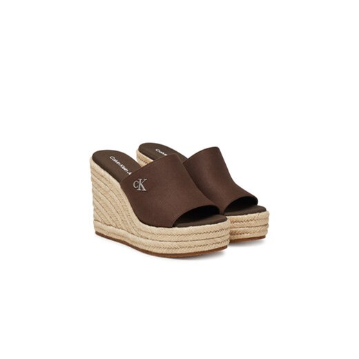 Calvin Klein espadryle damskie na koturnie casual brązowe bez zapięcia
