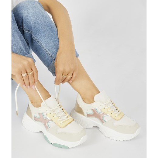 Seastar Sneakersy damskie złote beżowy ze sklepu ButyModne.pl w kategorii Buty sportowe damskie - zdjęcie 179038896