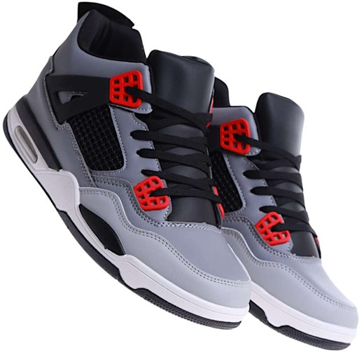 Wysokie męskie buty sportowe sneakersy Grey Black /D2-2 17218 T682/ ze sklepu Pantofelek24.pl w kategorii Buty sportowe męskie - zdjęcie 179041247