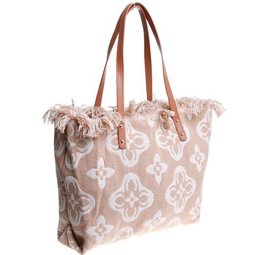 Duża beżowa parciana torba torebka Shopper Bag /H2-K30 TB547 M433/ ze sklepu Pantofelek24.pl w kategorii Torby Shopper bag - zdjęcie 179041988