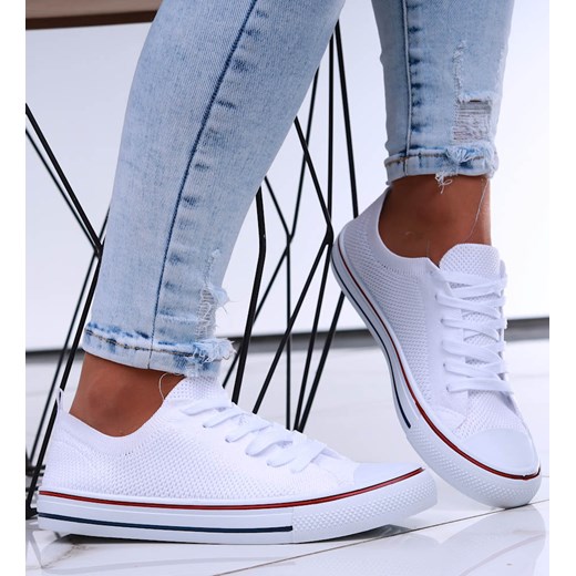 Klasyczne białe trampki damskie elastyczne /G8-2 16638 T288/ 40 Pantofelek24.pl