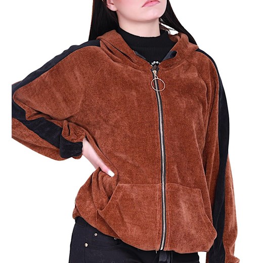 Brązowa oversizowa bluza damska z suwakiem /H UB830 S331/ ze sklepu Pantofelek24.pl w kategorii Bluzy damskie - zdjęcie 179043145