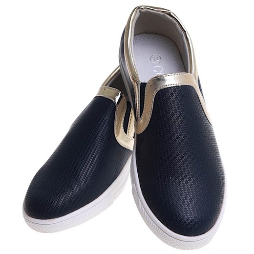 Dziewczęce granatowe trampki slip on /F5-1 11713 T193/ ze sklepu Pantofelek24.pl w kategorii Trampki dziecięce - zdjęcie 179043716
