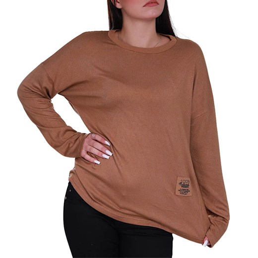 Brązowa bluzka damska oversize /H UB824 S235/ ze sklepu Pantofelek24.pl w kategorii Bluzki damskie - zdjęcie 179044419
