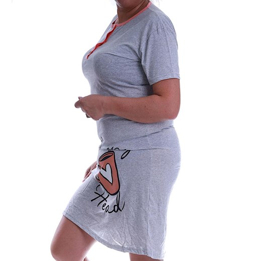 Szara koszula nocna z kubkiem Size Plus /H2-K43  P54 202/ ze sklepu Pantofelek24.pl w kategorii Koszule nocne - zdjęcie 179044576
