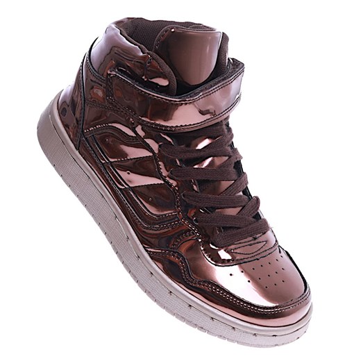 Wiązane brązowe sneakersy z wysoką cholewką /G5-3 14720 T282/ ze sklepu Pantofelek24.pl w kategorii Buty sportowe damskie - zdjęcie 179044777