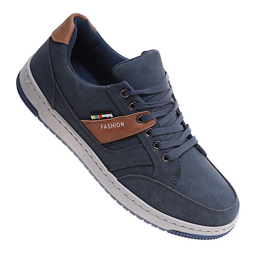 Granatowe sznurowane trampki męskie /D9-2 16665 T499/ ze sklepu Pantofelek24.pl w kategorii Trampki męskie - zdjęcie 179046196
