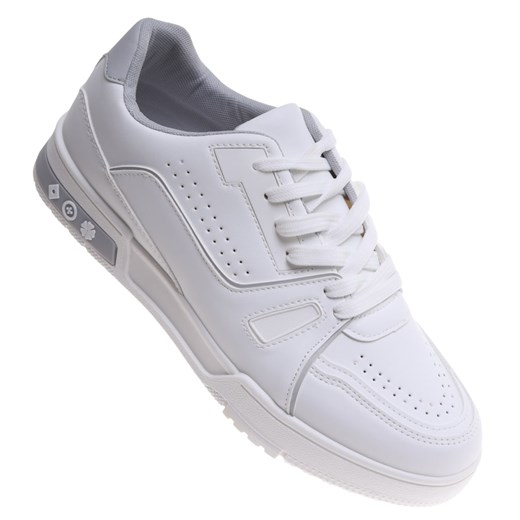Białe sznurowane męskie sneakersy /E4-3 16821 T289/ ze sklepu Pantofelek24.pl w kategorii Trampki męskie - zdjęcie 179046316