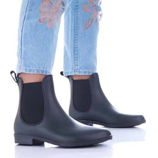 Czarne krótkie kalosze gumowce sztyblety Rain Chic /C5-1 1256 T391/ ze sklepu Pantofelek24.pl w kategorii Kalosze damskie - zdjęcie 179046749