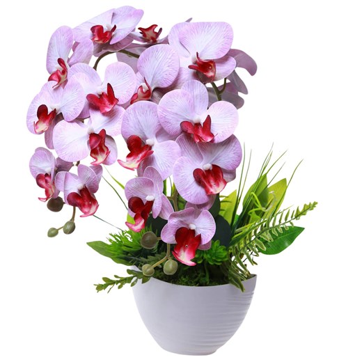 Fioletowy storczyk orchidea Kompozycja kwiatowa 2 Pędowy 50 cm KOMp94 S340 ze sklepu Pantofelek24.pl w kategorii Dekoracje - zdjęcie 179047219