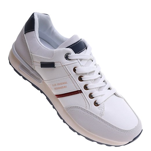 Sznurowane białe męskie buty sportowe /A8-1 16683 T530/ ze sklepu Pantofelek24.pl w kategorii Trampki męskie - zdjęcie 179047359