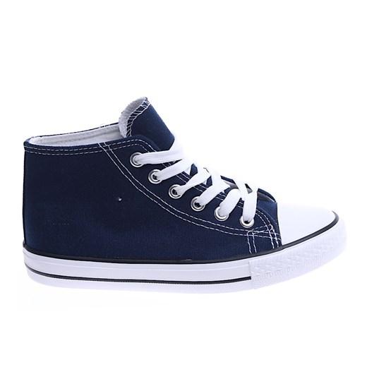Wysokie dziewczęce trampki z tkaniny Granatowe /G6-2 14262 T85-5/ ze sklepu Pantofelek24.pl w kategorii Trampki dziecięce - zdjęcie 179047507