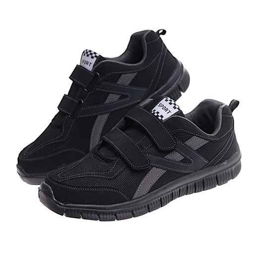 Męskie czarne buty sportowe na rzepy /D6-2 16682 T384/ ze sklepu Pantofelek24.pl w kategorii Buty sportowe męskie - zdjęcie 179047557