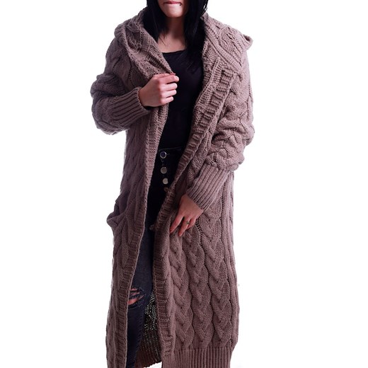 Brązowy oversizowy kardigan sweter Myluxe /H UB657 L166/ ze sklepu Pantofelek24.pl w kategorii Swetry damskie - zdjęcie 179047727