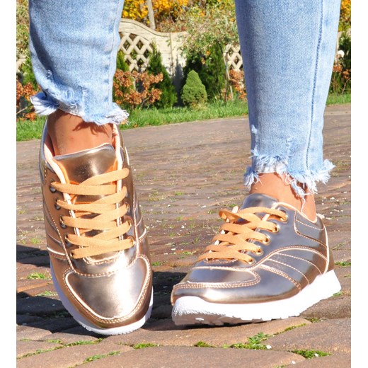 Lekkie złote sportowe buty damskie /F7-1 12929 T292/ ze sklepu Pantofelek24.pl w kategorii Buty sportowe damskie - zdjęcie 179047909