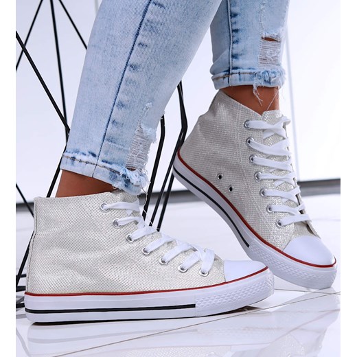 Wysokie trampki damskie ecru /E3-1 16737 G9-84/ ze sklepu Pantofelek24.pl w kategorii Trampki damskie - zdjęcie 179048248