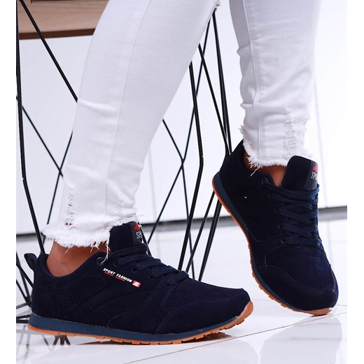 Wiązane sportowe buty damskie granatowe /G9-3 16642 T388/ ze sklepu Pantofelek24.pl w kategorii Trampki damskie - zdjęcie 179048287
