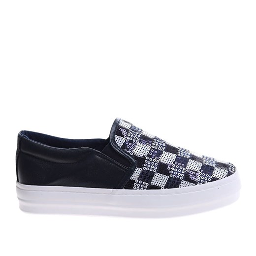Granatowe trampki na platformie /E5-3 5186 S098/ ze sklepu Pantofelek24.pl w kategorii Trampki damskie - zdjęcie 179049117