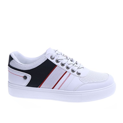 Sznurowane białe trampki męskie /B3-3 13802 T591/ ze sklepu Pantofelek24.pl w kategorii Trampki męskie - zdjęcie 179049119
