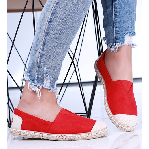 Czerwone materiałowe balerinki espadryle /A2-2 15659 T194/ ze sklepu Pantofelek24.pl w kategorii Espadryle damskie - zdjęcie 179049338