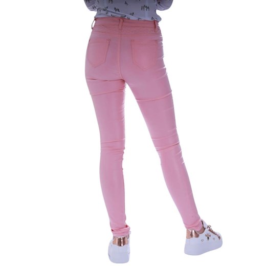Wyszczuplające lśniące legginsy różowe /H2 UB851 G8-6/ ze sklepu Pantofelek24.pl w kategorii Spodnie damskie - zdjęcie 179050046