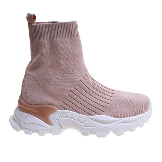 Wysokie elastyczne trampki damskie /C7-3 10223 S396/ ze sklepu Pantofelek24.pl w kategorii Buty sportowe damskie - zdjęcie 179051308