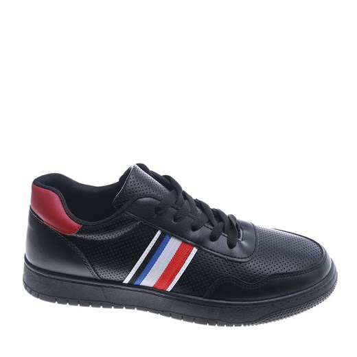 Sznurowane męskie czarne trampki /E2-2 14012 T497/ ze sklepu Pantofelek24.pl w kategorii Trampki męskie - zdjęcie 179053188