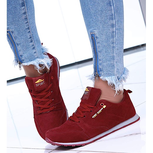Wiązane bordowe sportowe buty damskie /F5-3 15093 T349/ ze sklepu Pantofelek24.pl w kategorii Buty sportowe damskie - zdjęcie 179053378