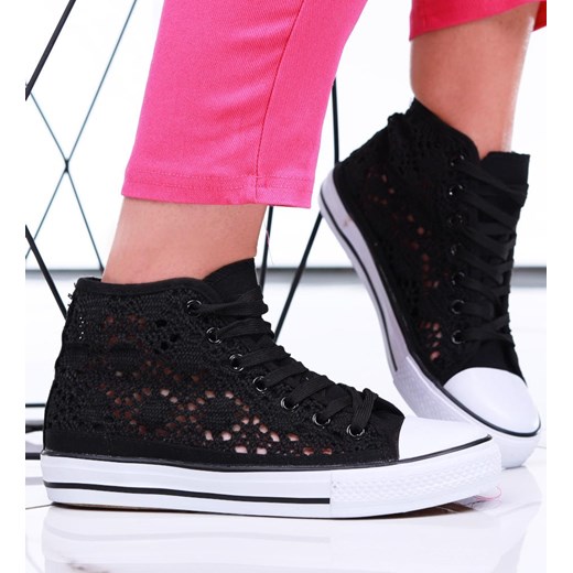 Czarne ażurowe trampki damskie na lato /C4-1 16336 G9-84/ ze sklepu Pantofelek24.pl w kategorii Trampki damskie - zdjęcie 179053786