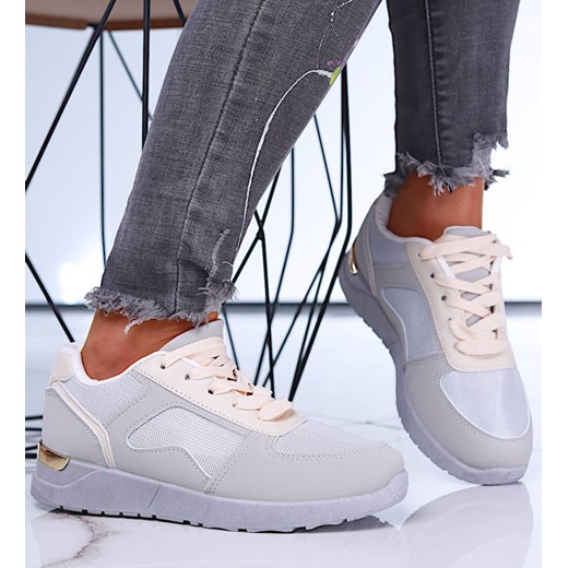 Sznurowane szare buty sportowe damskie /F4-2 15696 T287/ ze sklepu Pantofelek24.pl w kategorii Buty sportowe damskie - zdjęcie 179054657