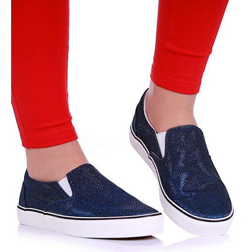 Wsuwane granatowe tenisówki damskie slip on /G3-2 17195 G8-6/ ze sklepu Pantofelek24.pl w kategorii Trampki damskie - zdjęcie 179055138