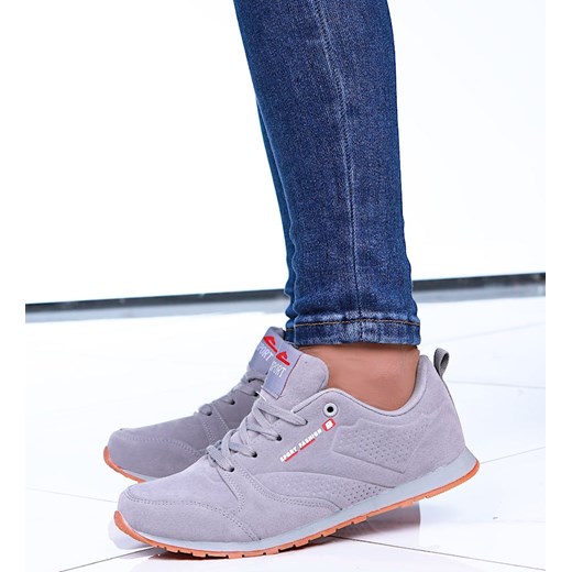 Wiązane szare sportowe buty damskie /B1-2 15092 T396/ ze sklepu Pantofelek24.pl w kategorii Buty sportowe damskie - zdjęcie 179055707