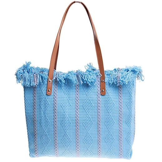 Duża niebieska parciana torba torebka Shopper Bag /H2-K24 TB546 M433/ ze sklepu Pantofelek24.pl w kategorii Torby Shopper bag - zdjęcie 179055708