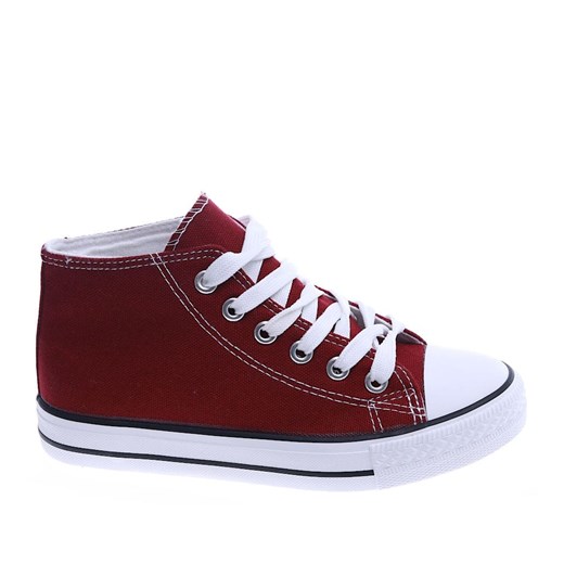 Wysokie dziewczęce trampki z tkaniny Bordowe /B5-3 14264 T85-5/ ze sklepu Pantofelek24.pl w kategorii Trampki dziecięce - zdjęcie 179055787